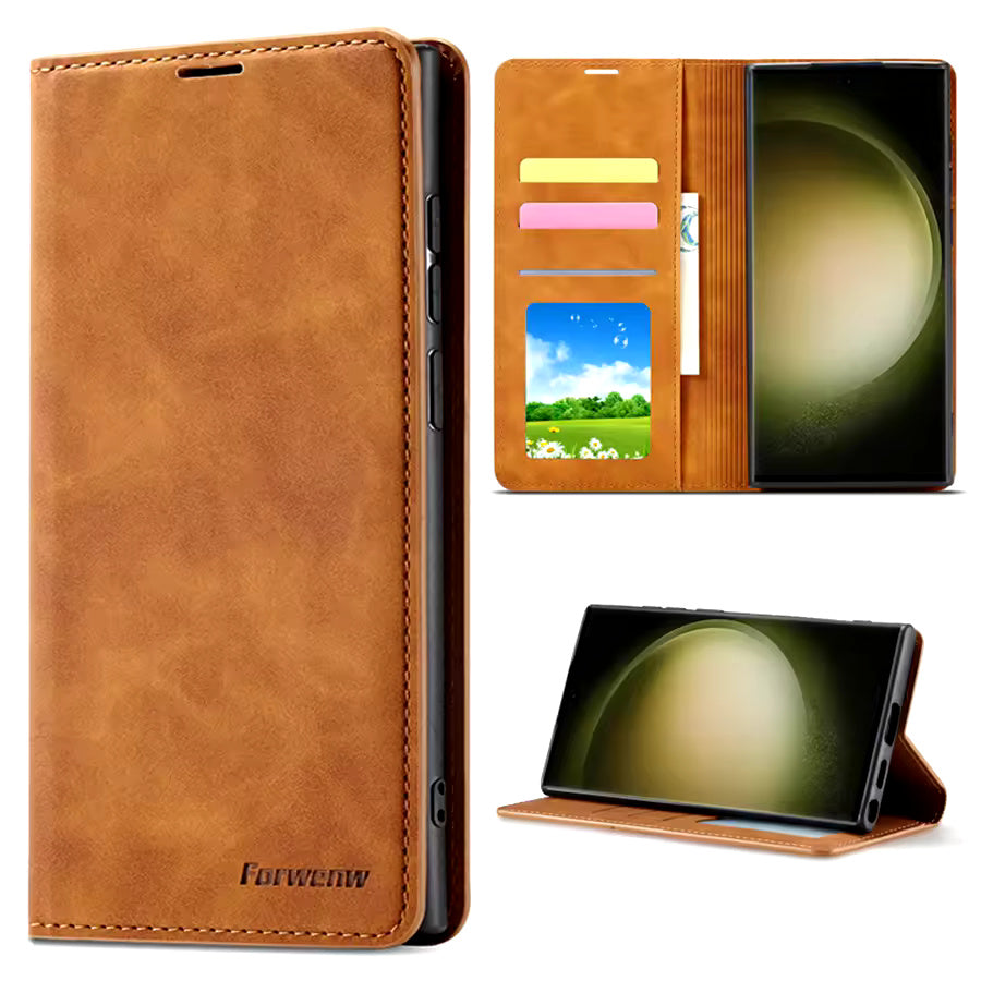 Magnetic Wallet Flip Leather Case with Card Slot for Samsung Galaxy S Series & A Series by Agency286