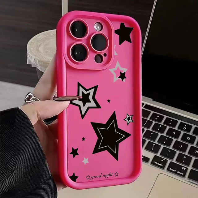 Cosmic Pink Stars Silicone Case for iPhone by Agency286